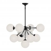 Alora Lighting CH415331MBOP - Celia 31-in Matte Black/Opal Glass 9 Lights Chandeliers