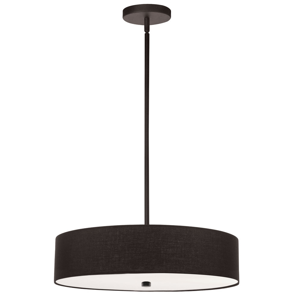 4 Light Incandescent Pendant, Matte Black with Black Shade