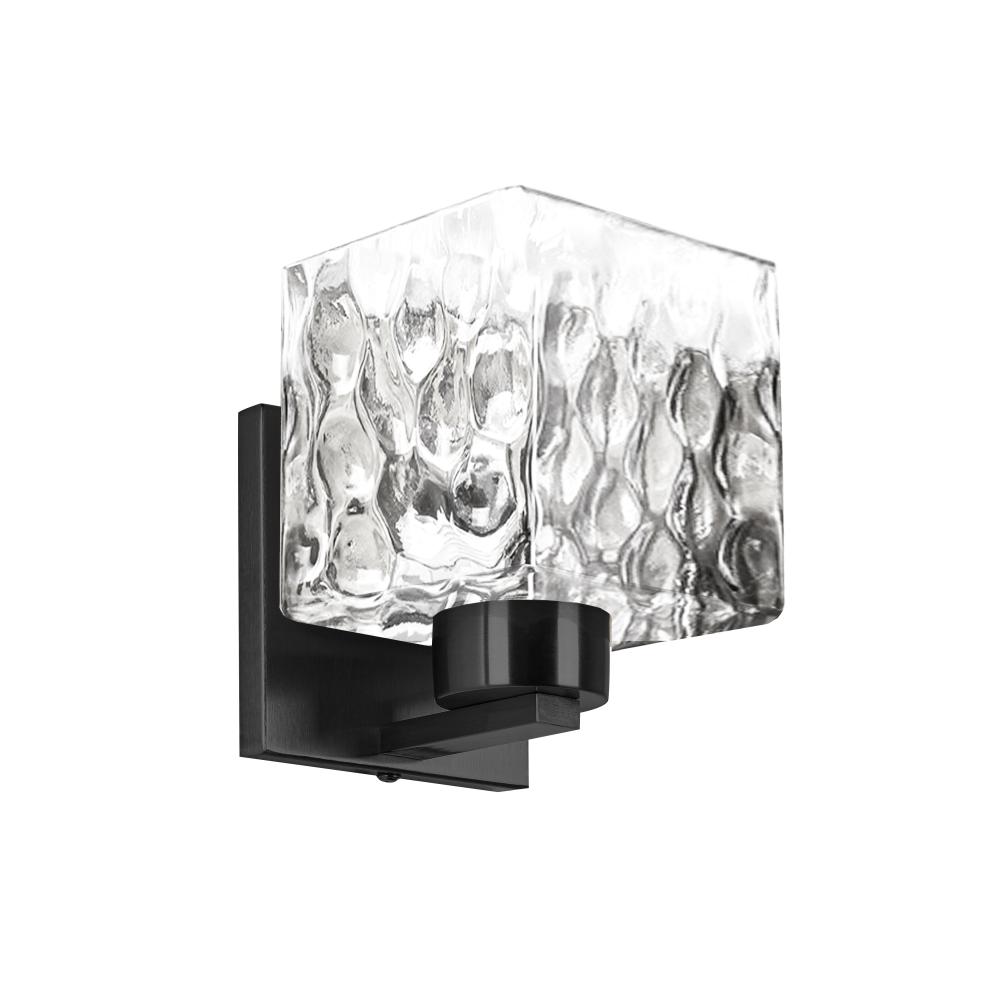 1 Light Wall Sconce Matte Black with White Opal Glass