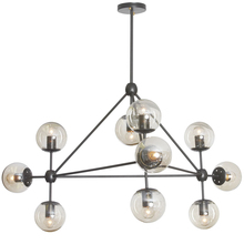 Dainolite DMI-4410C-BK - 10LT Chandelier Triangular w/ Cognac Glass, BK