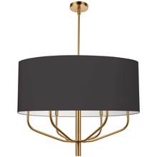 Dainolite ELN-306C-AGB-797 - 6 Light Incandescent Pendant, Aged Brass w/ Black Fabric Shade