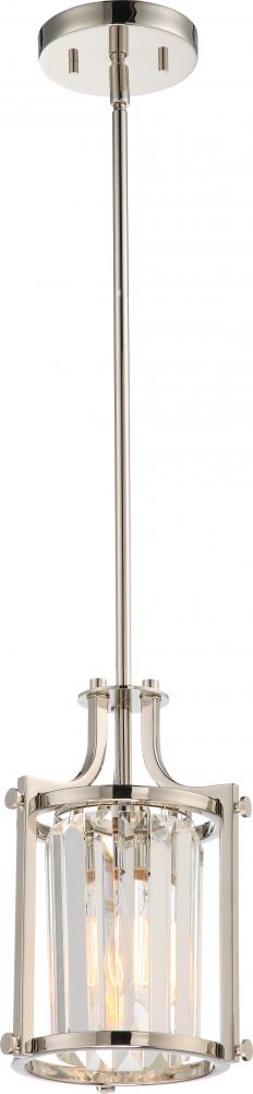 Krys- 1 Light Crystal Accent Mini Pendant - Polished Nickel Finish