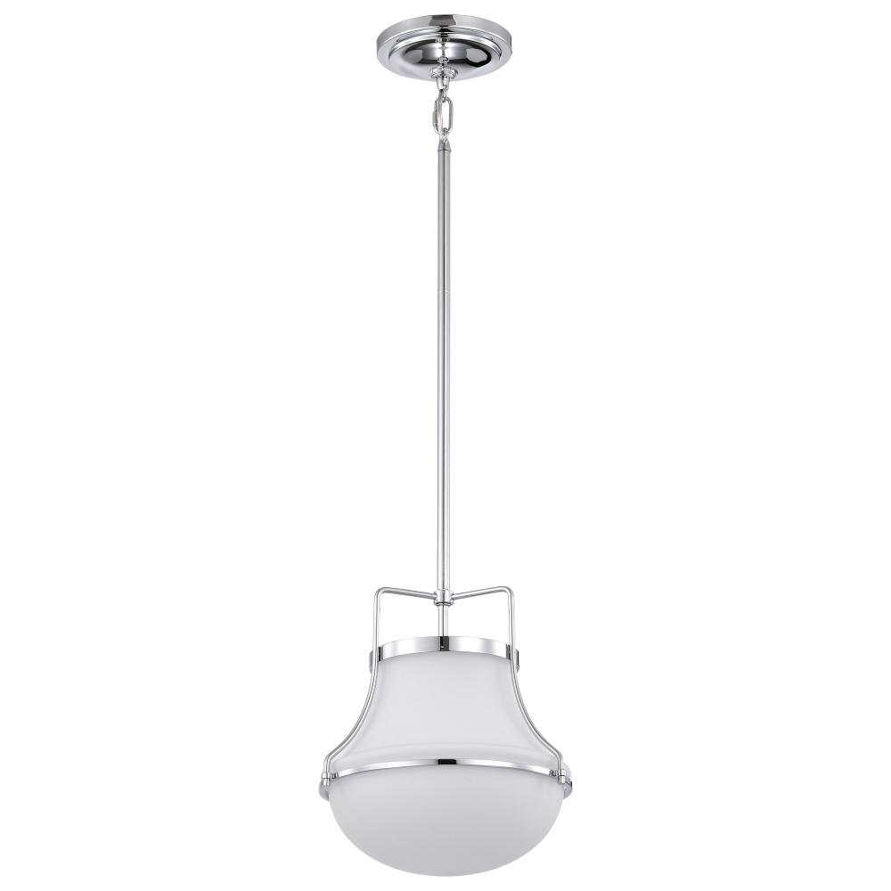 Valdora 1 Light Pendant; 10 Inches; Polished Nickel; White Opal Glass