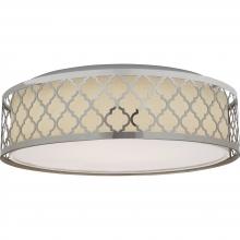 Nuvo 62/989 - 15" Filigree LED Decor Flush Mount Fixture - Polished Nickel Finish - White Fabric Shade