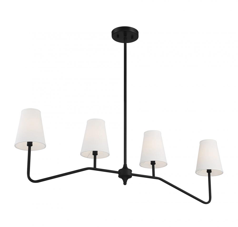 4-Light Linear Chandelier in Matte Black