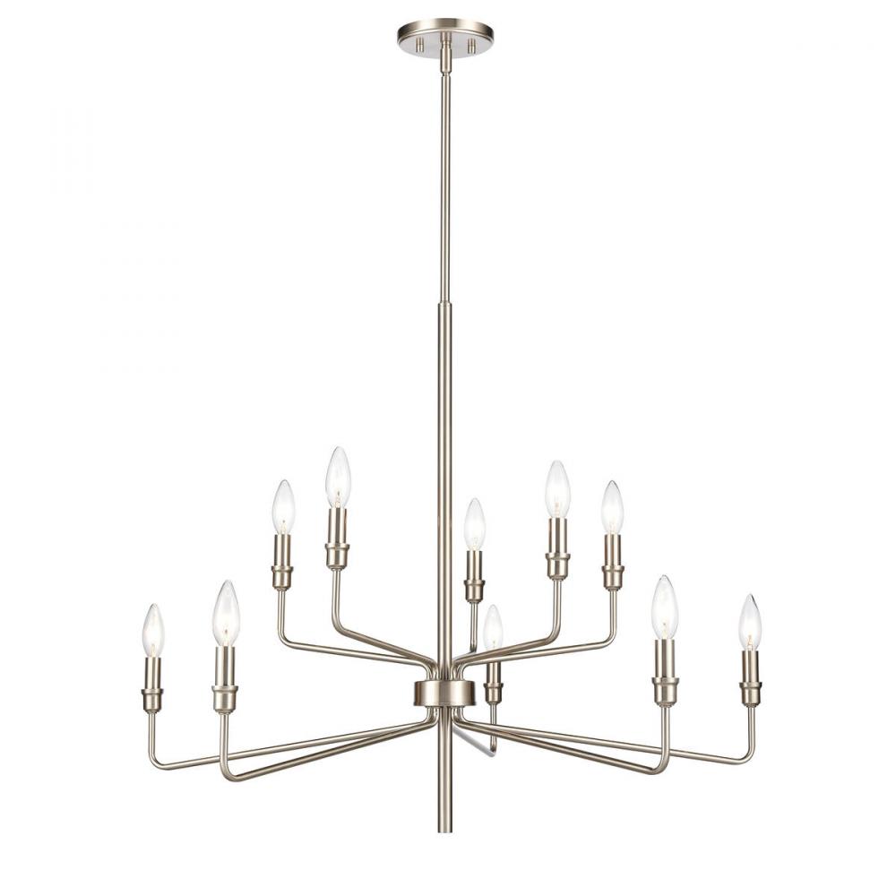 Saginaw 34'' Wide 10-Light Chandelier - Satin Nickel