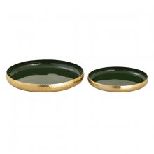 ELK Home H0897-9781/S2 - Nelson Tray - Set of 2 Dark Green Enamel (2 pack)