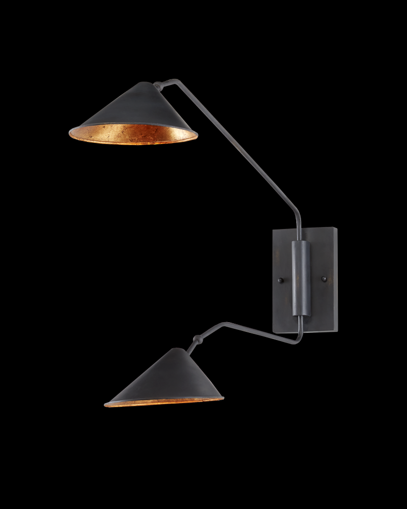 Serpa Black Double Swing-Arm Wall Sconce